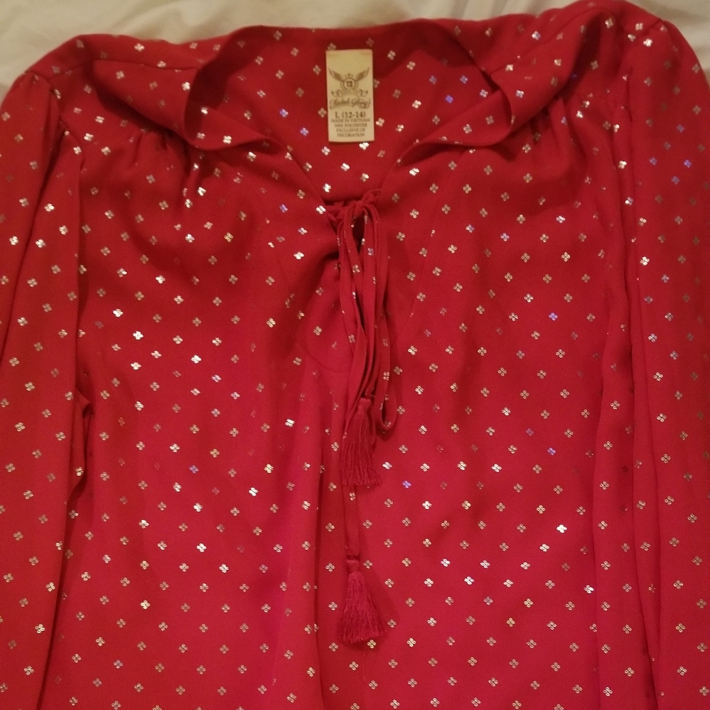 Red Blouse with Silver Diamonds